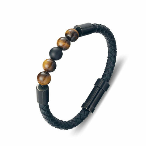 Men's Blaze Leather with Beads Bangle